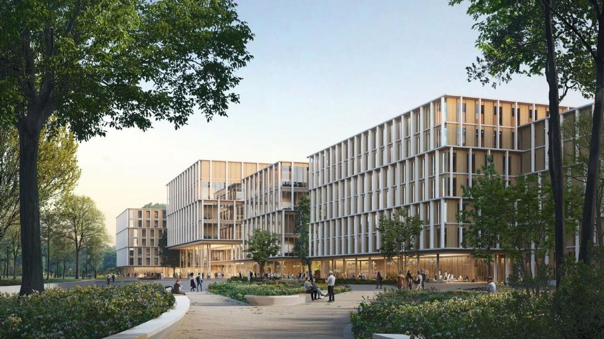 Der dritte Platz ging an das Kölner Büro JSWD Architekten, die mit unterschiedlich auskragenden Gebäudeteilen aus den vielen Entwürfen hervorstachen.