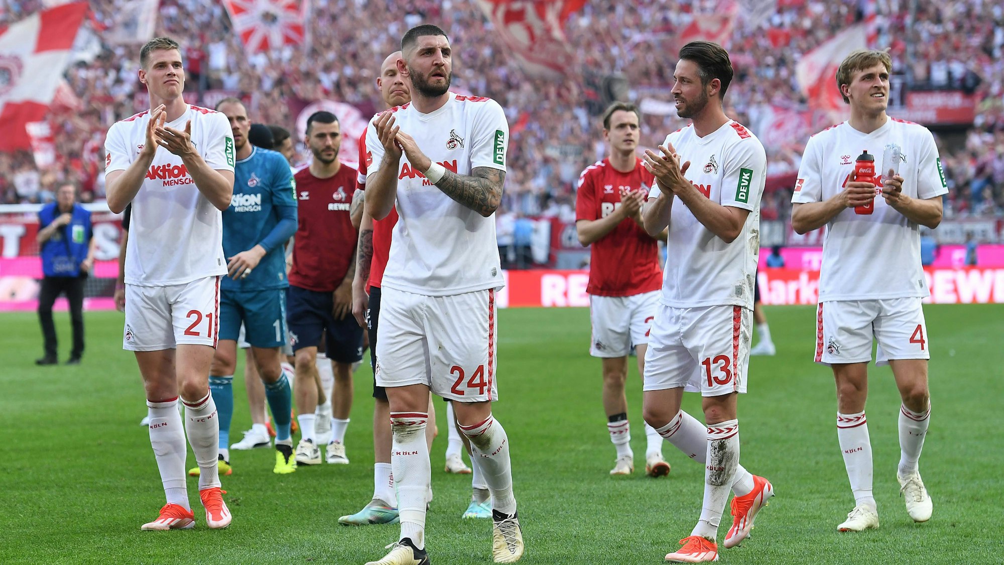 Keine gemeinsame Zukunft beim 1. FC Köln. Jeff Chabot, Mark Uth und Timo Hübers (von links).
