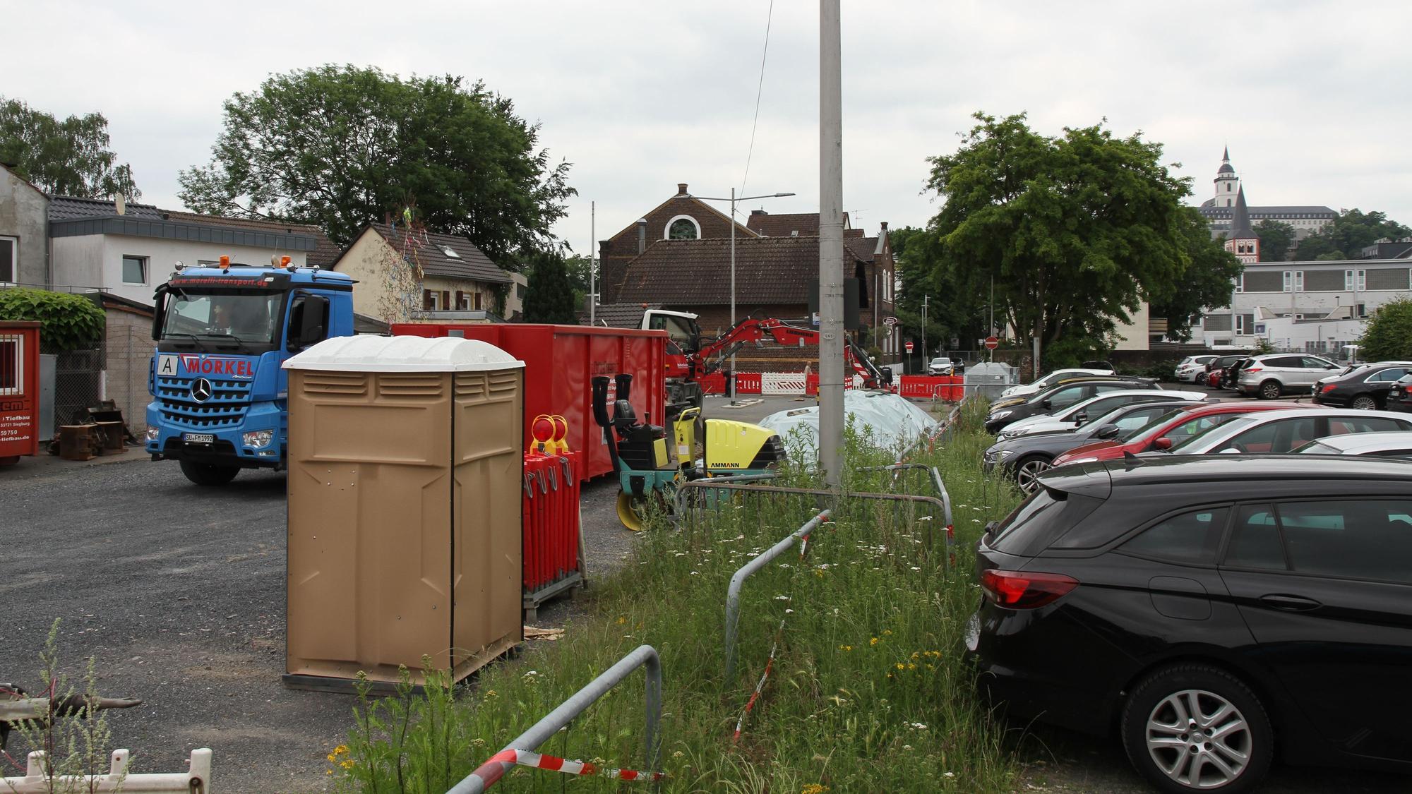 Baustelle auf einem Parkplatz