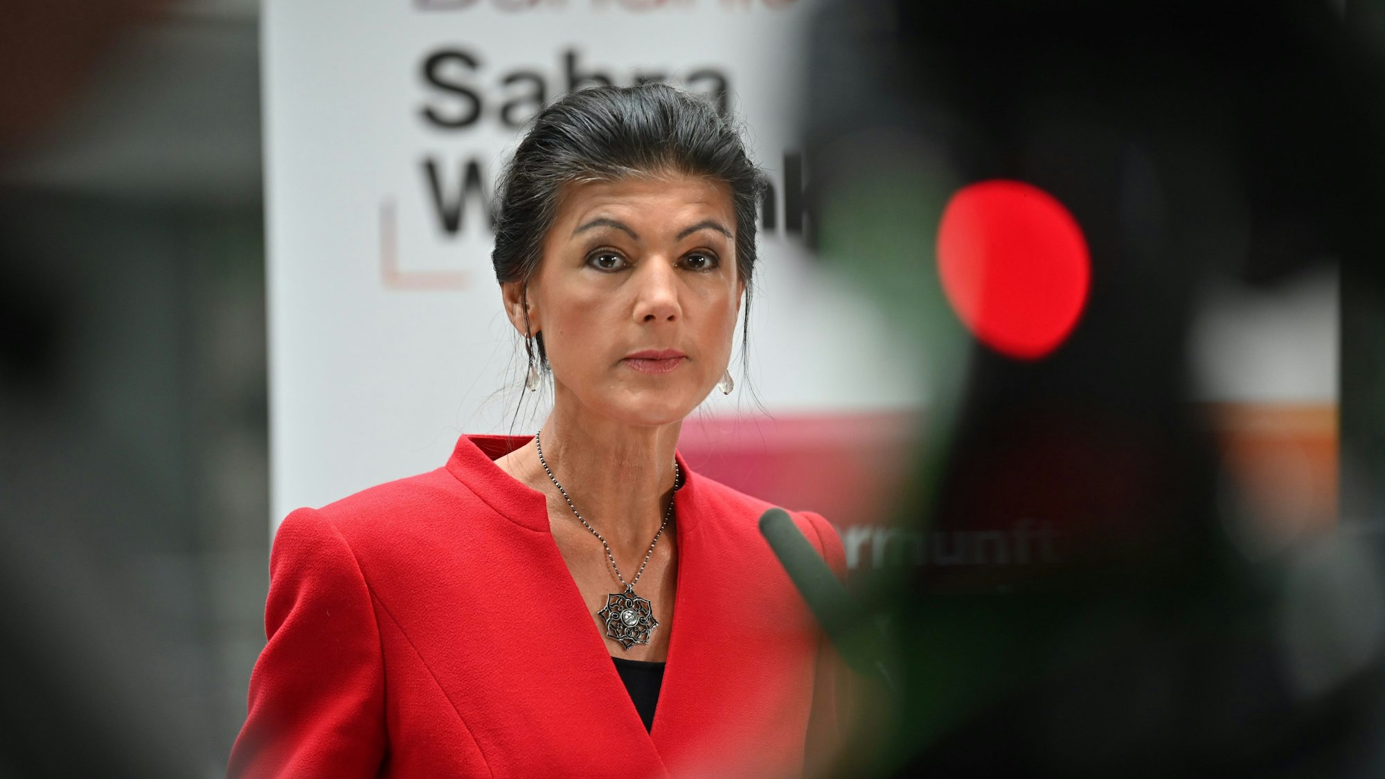 Sahra Wagenknecht, Vorsitzende des Bündnis Sahra Wagenknecht (BSW). Die Partei hat sich das Recht erstritten, vom WDR zur „Wahlarena“ eingeladen zu werden.
