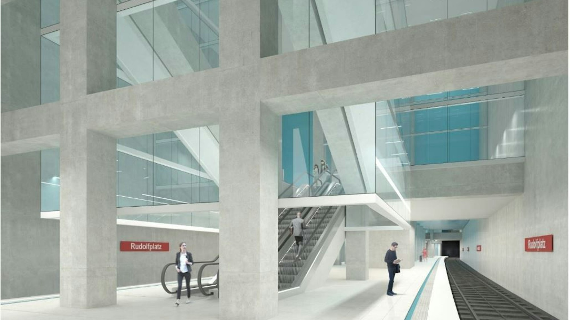 Visualisierung einer neuen U-Bahn-Haltestelle am Rudolfplatz.