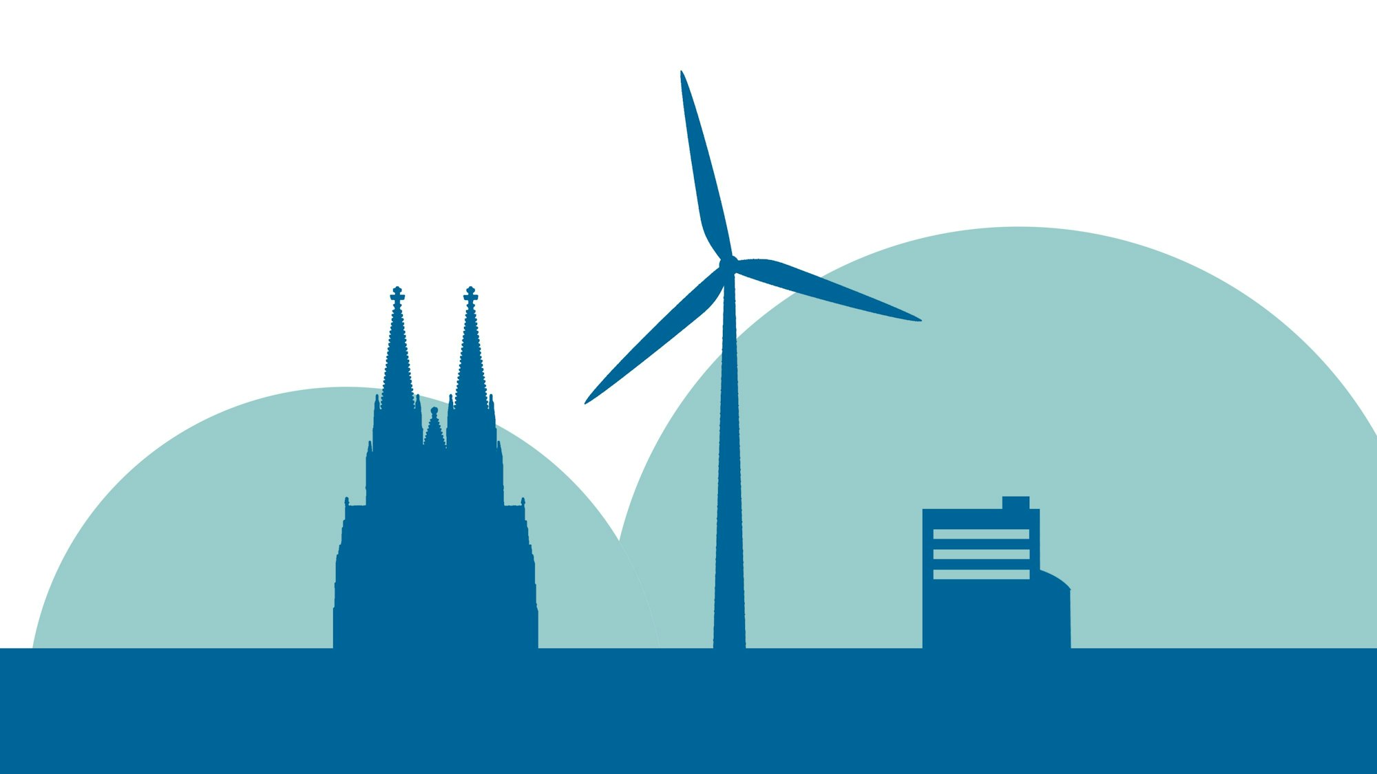 Eine Grafik zeigt die Höhe einer Windkraftanlage der 6,6-Megawatt-Kategorie im Vergleich zum Kölner Dom und dem Kreishaus des Oberbergischen Kreises in Gummersbach.