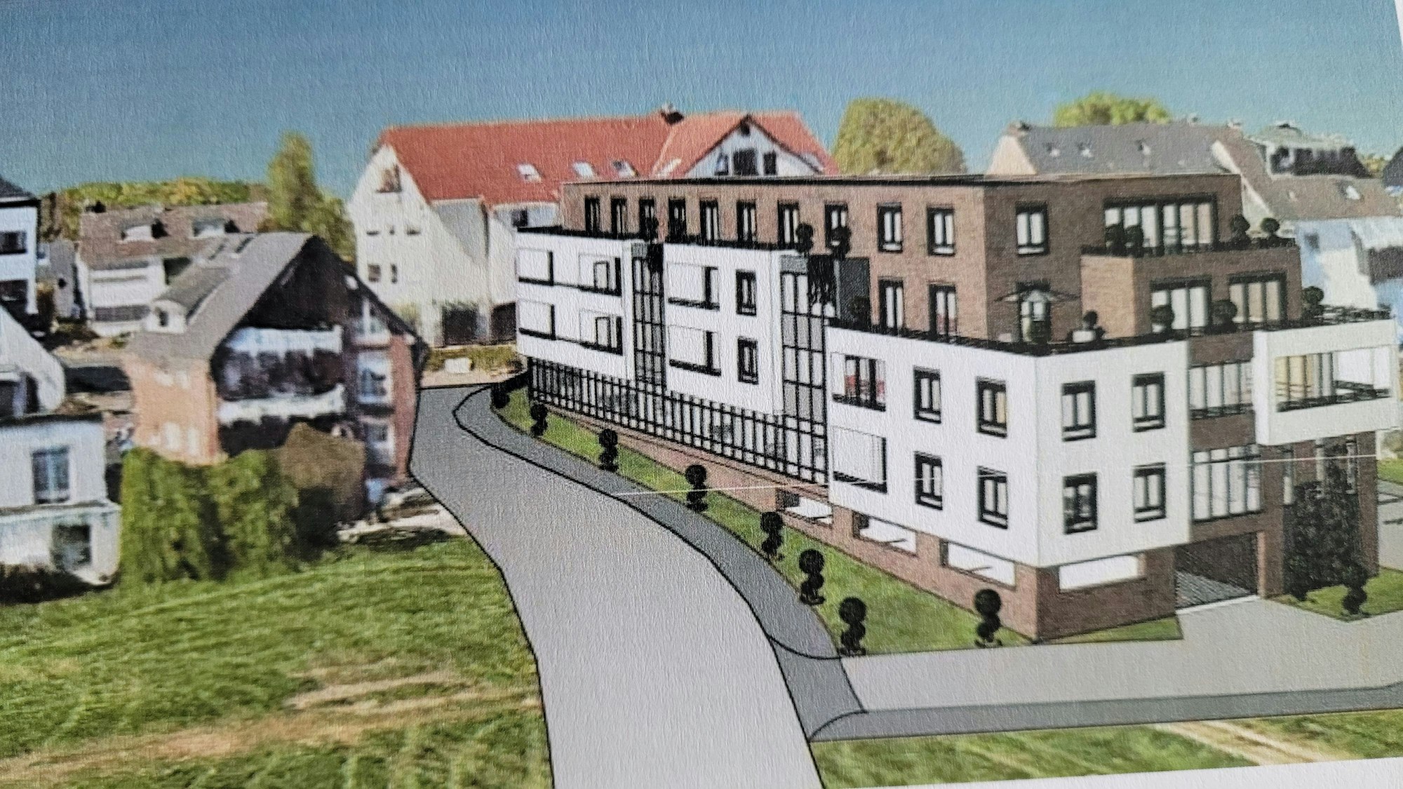 Eine Darstellung des umstrittenen Wohn- und Geschäftshauses in Herkenrath.