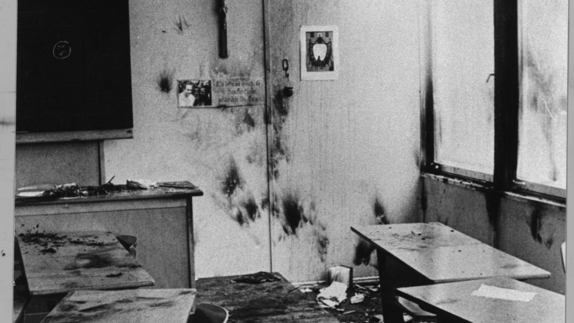 Spuren den Attentas: Auch diesen Klassenraum hatte der Täter angegriffen.