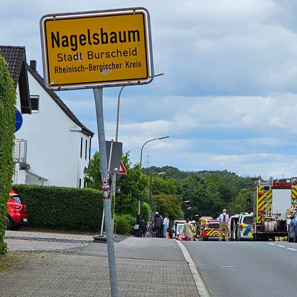 Die gesperrte Durchfahrt in Nagelsbaum am Samstag, 15. Juni 2024