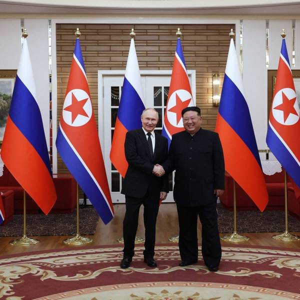 Putin und Nordkoreas Machthaber Kim Jong Un bei ihrem Treffen in Nordkorea.