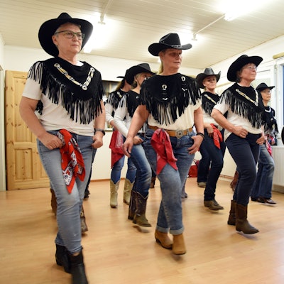 Probe der Stable Stompers und den Country-Musikern der Blazing Cowboys in Lindlar.