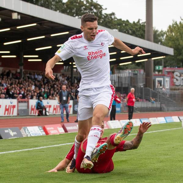Regionalliga West: SC Fortuna Koeln - 1. FC Koeln U21, U 21 01.08.2023 Antonio Verinac 1. FC Koeln U21, 19, Jonas Scholz Fortuna Koeln, 32, Regionalliga West, 1. Spieltag, SC Fortuna Koeln - 1. FC Koeln U21, am 01.08.2023, Suedstadion, Koeln *** Regionalliga West SC Fortuna Koeln 1 FC Koeln U21, 01 08 2023 Antonio Verinac 1 FC Koeln U21, 19 , Jonas Scholz Fortuna Koeln, 32 , Regionalliga West, 1 Matchday, SC Fortuna Koeln 1 FC Koeln U21, on 01 08 2023, Suedstadion, Koeln Copyright: xBEAUTIFULxSPORTS/Meuselx