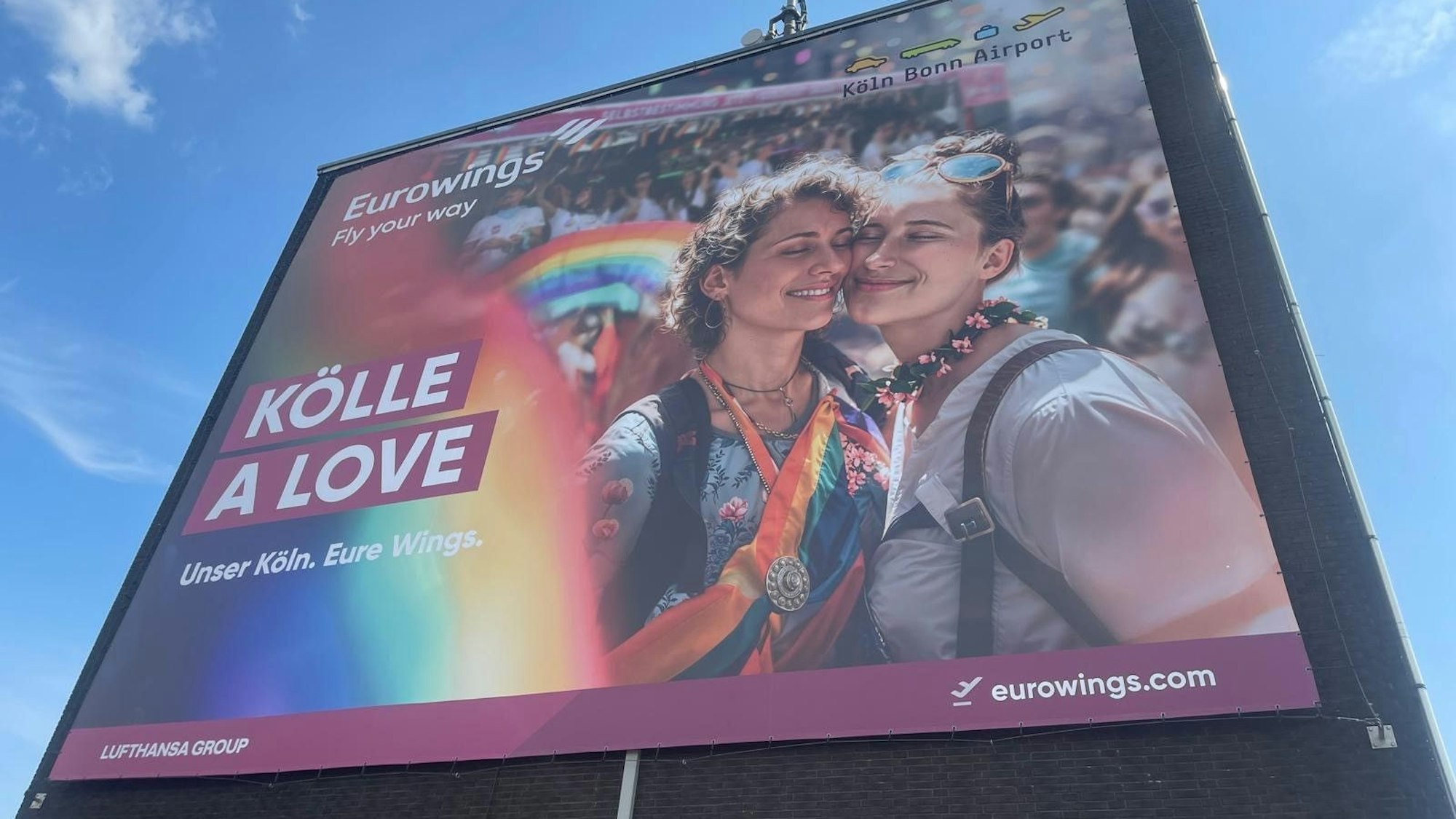 Die Werbekampagne von Eurowings und Köln/Bonn Airport mit kölschen Slogans und Liedtiteln.