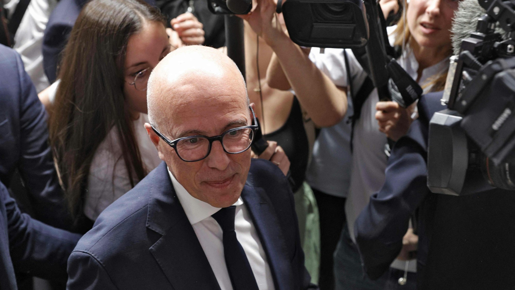 Parteichef der konservativen republikanischen Partei, Eric Ciotti bei einer Pressekonferenz der rechtspopulistischen Partei Rassemblement National (RN). (Archivbild)