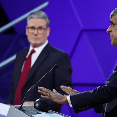 Heißes TV-Duell: Premier Rishi Sunak (r.) und Herausforderer Keir Starmer lieferten sich am Mittwochabend einen Schlagabtausch.