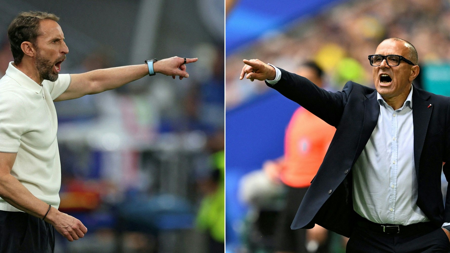 Gareth Southgate (links) trifft im EM-Achtelfinale mit England auf die Slowakei, trainiert von Francesco Calzona.