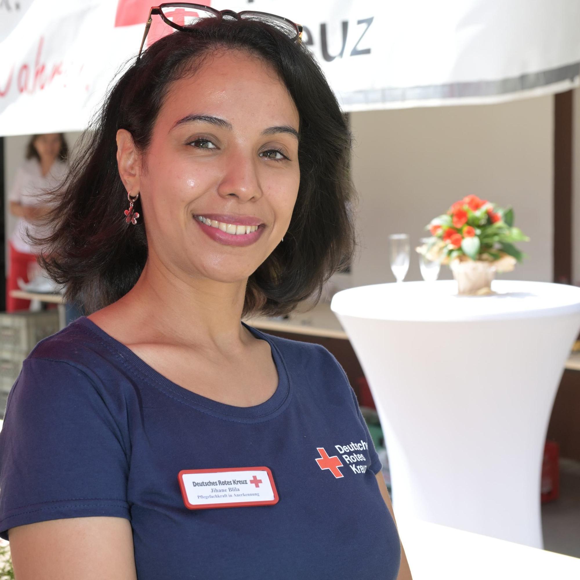 Bei der Eröffnung der DRK-Zukunftswerkstatt: Jihane Blila, Pflegefachkraft in Anerkennung.