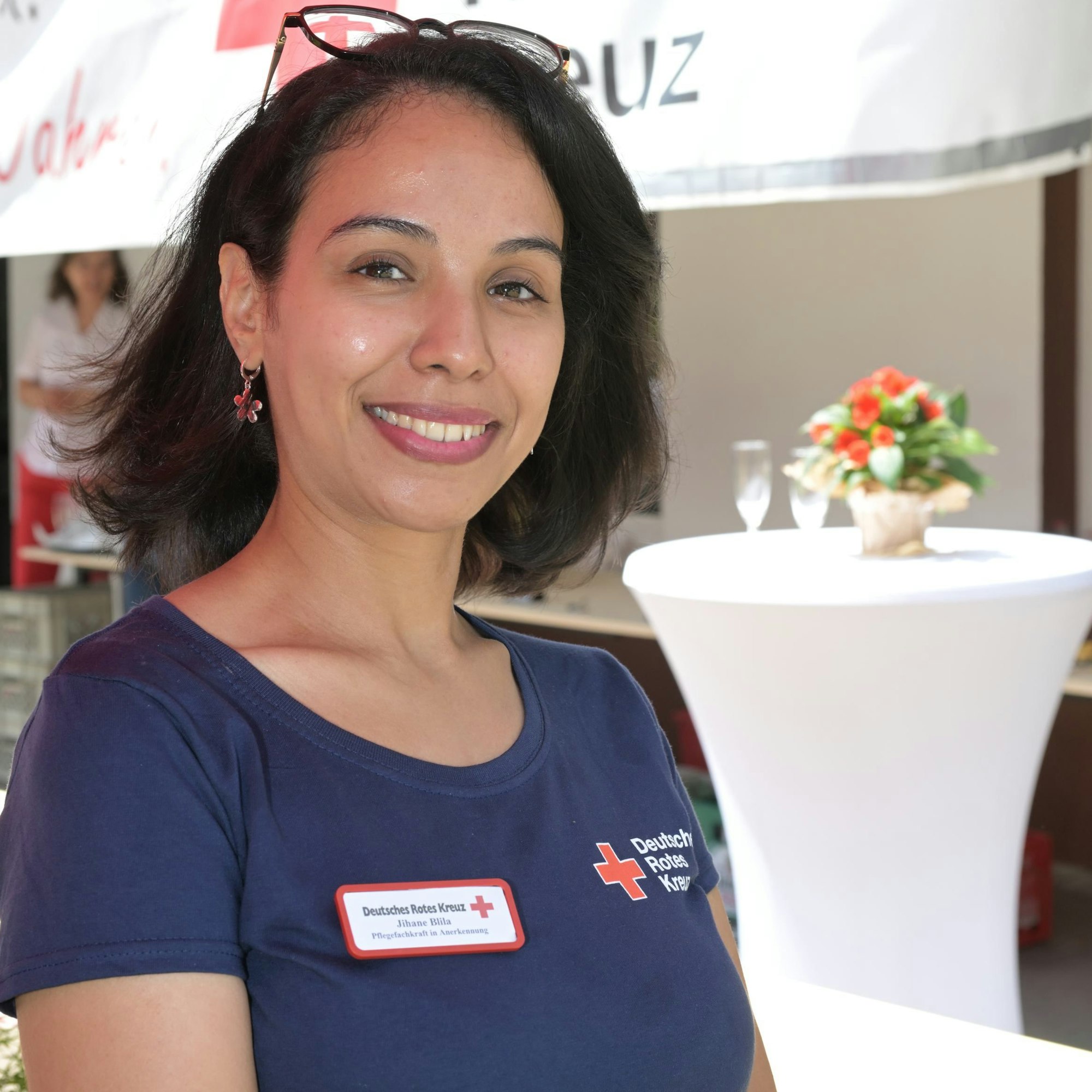 Bei der Eröffnung der DRK-Zukunftswerkstatt: Jihane Blila, Pflegefachkraft in Anerkennung.