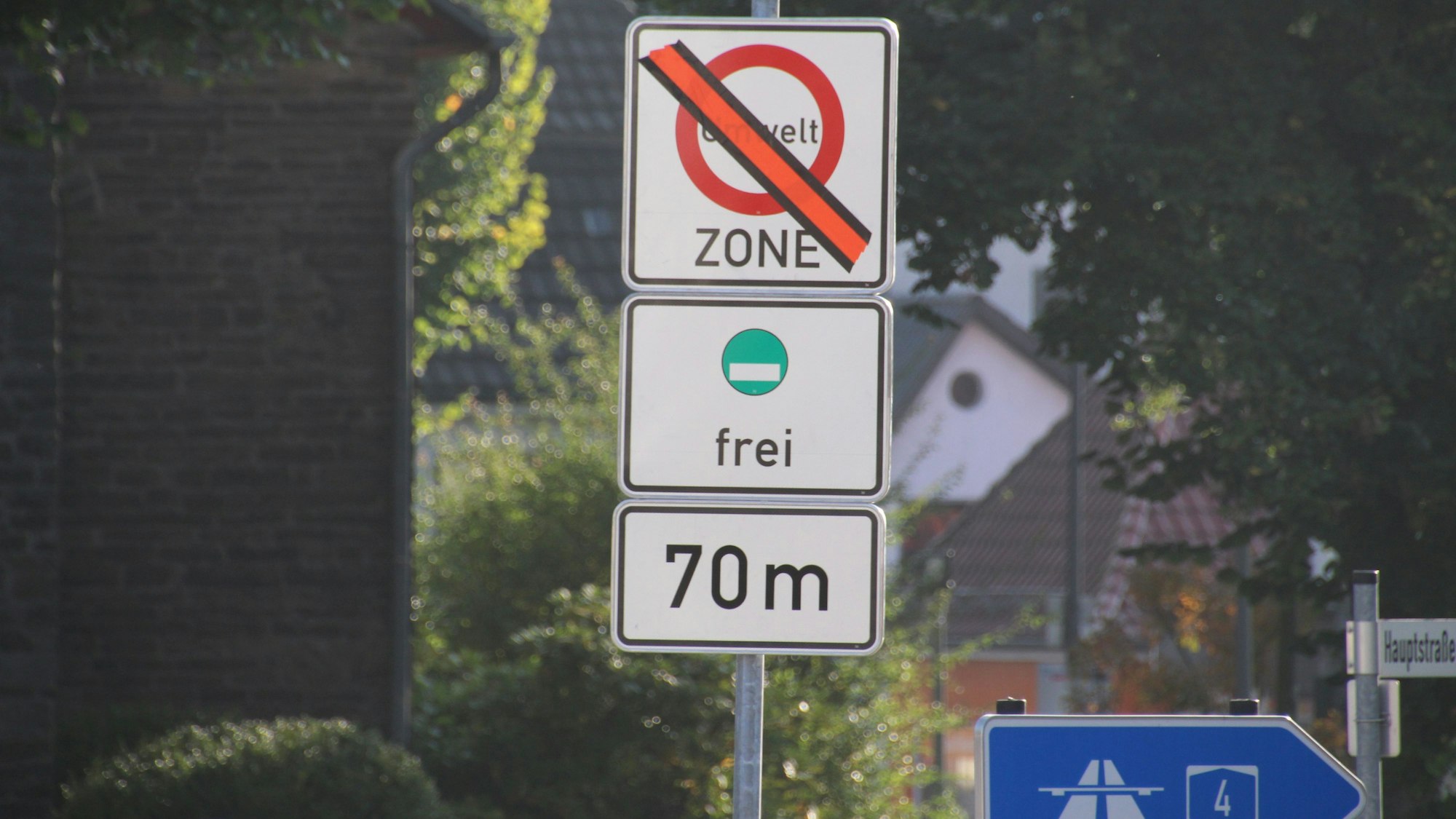 Am 1. Oktober 2017 wurde im Overather Zentrum eine Umweltzone eingerichtet (Foto von September 2017).