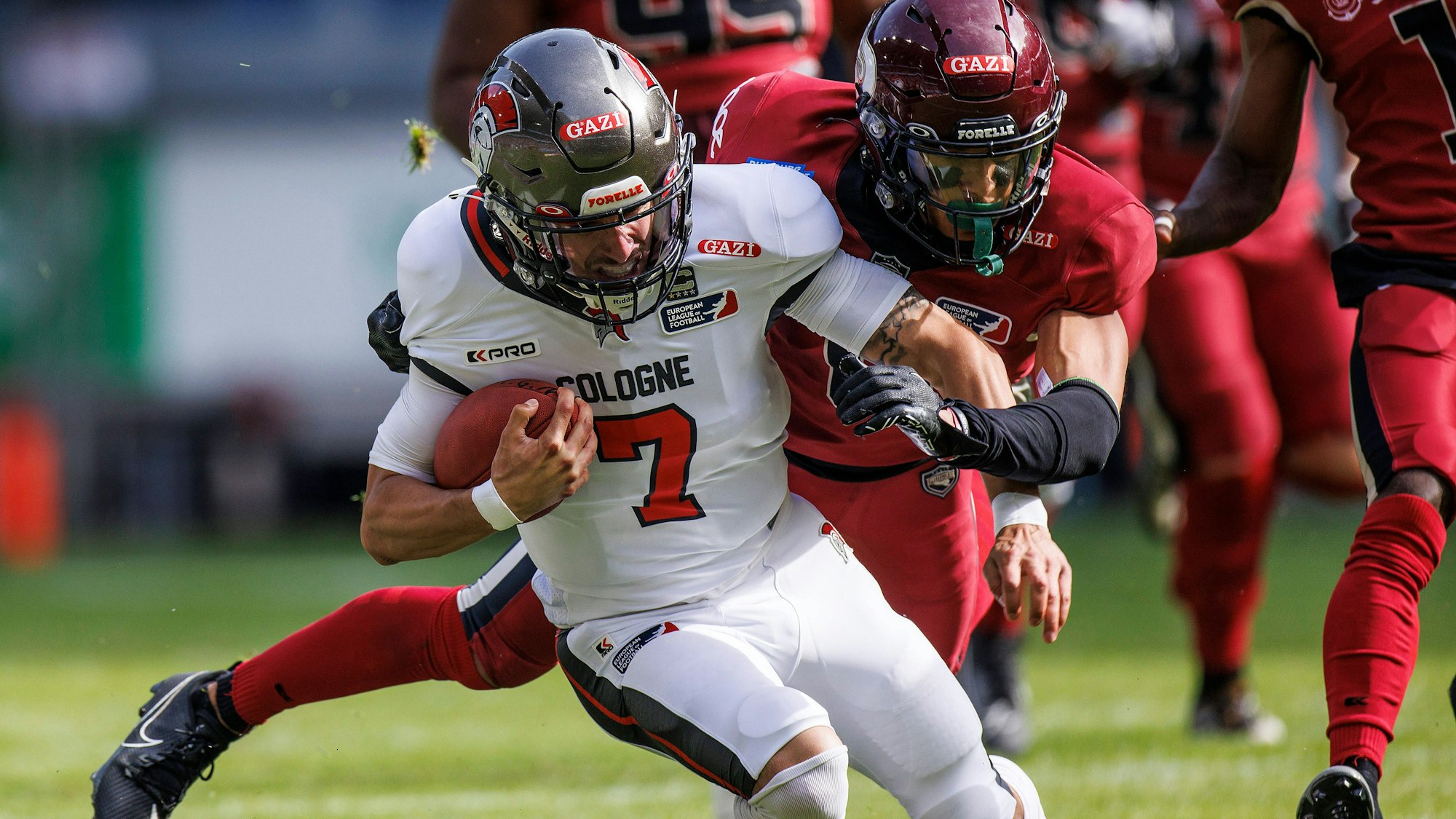 07.07.2024, American Football, European League of Football 2024, Rhein Fire Düsseldorf - Cologne Centurions, Schauinsland-Reisen-Arena Isaiah Weed Cologne Centurions Duisburg NRW Deutschland *** 07 07 2024, American Football, European League of Football 2024, Rhein Fire Düsseldorf Cologne Centurions, Schauinsland Reisen Arena Isaiah Weed Cologne Centurions Duisburg NRW Germany 20240707173024