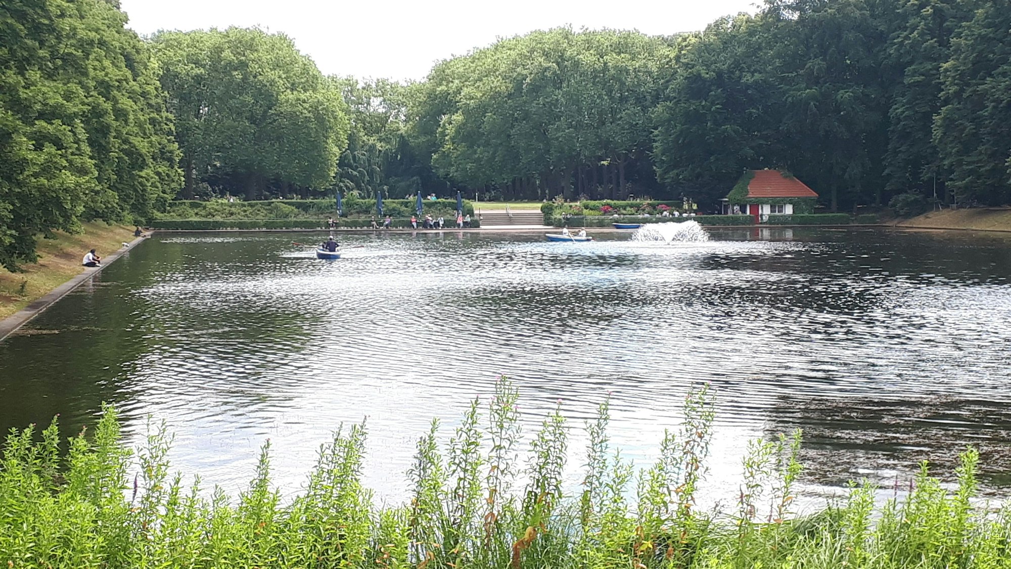 Ein kleines Paradies mitten in der Stadt: Der Blick auf den Kahnweiher im Blücherpark während der Radtour durch den Stadtbezirk Nippes.