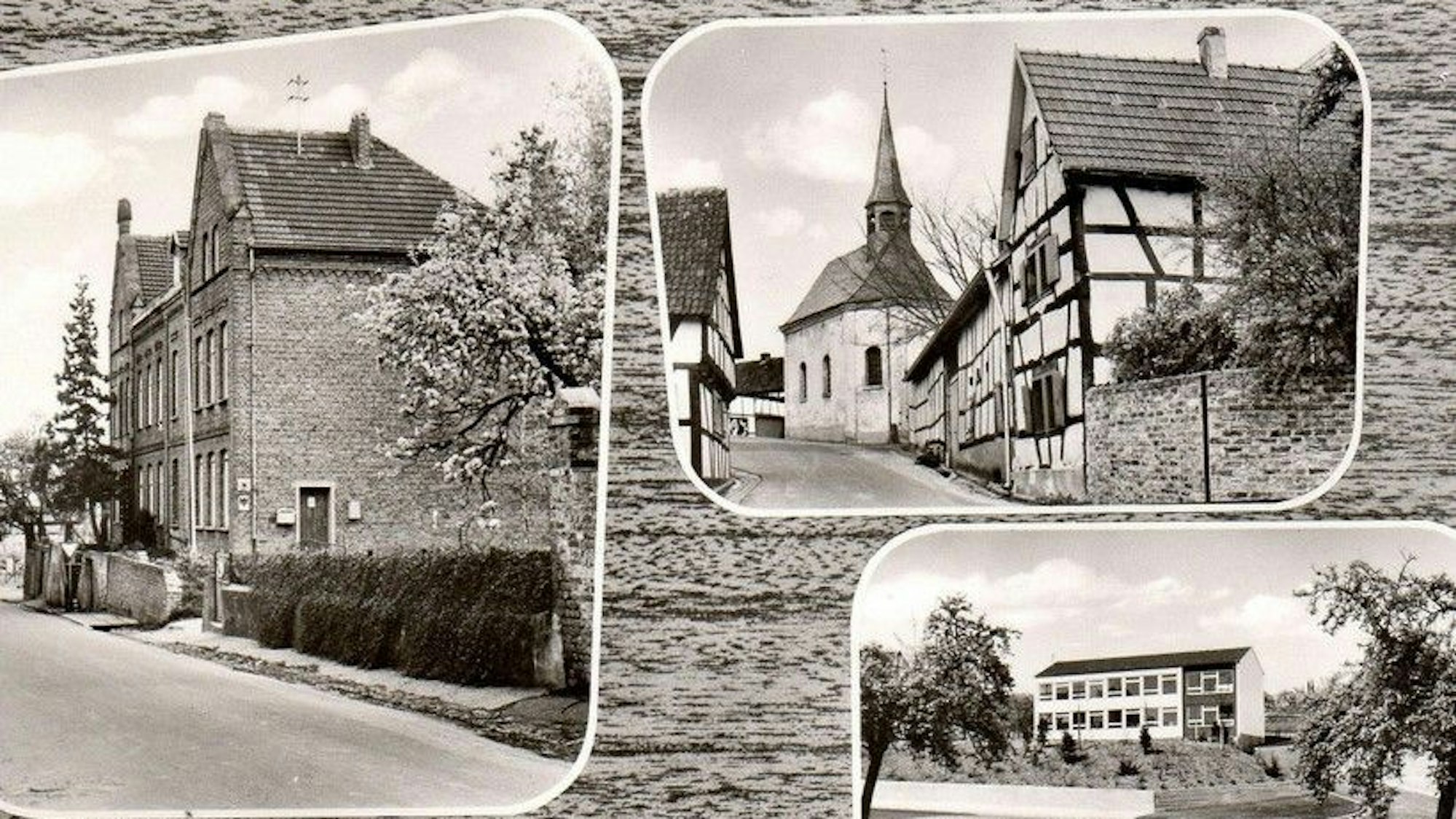 Eine historische Postkarte, vermutlich von 1962. Links im Bild ist das alte Bürgermeisteramt zu sehen.