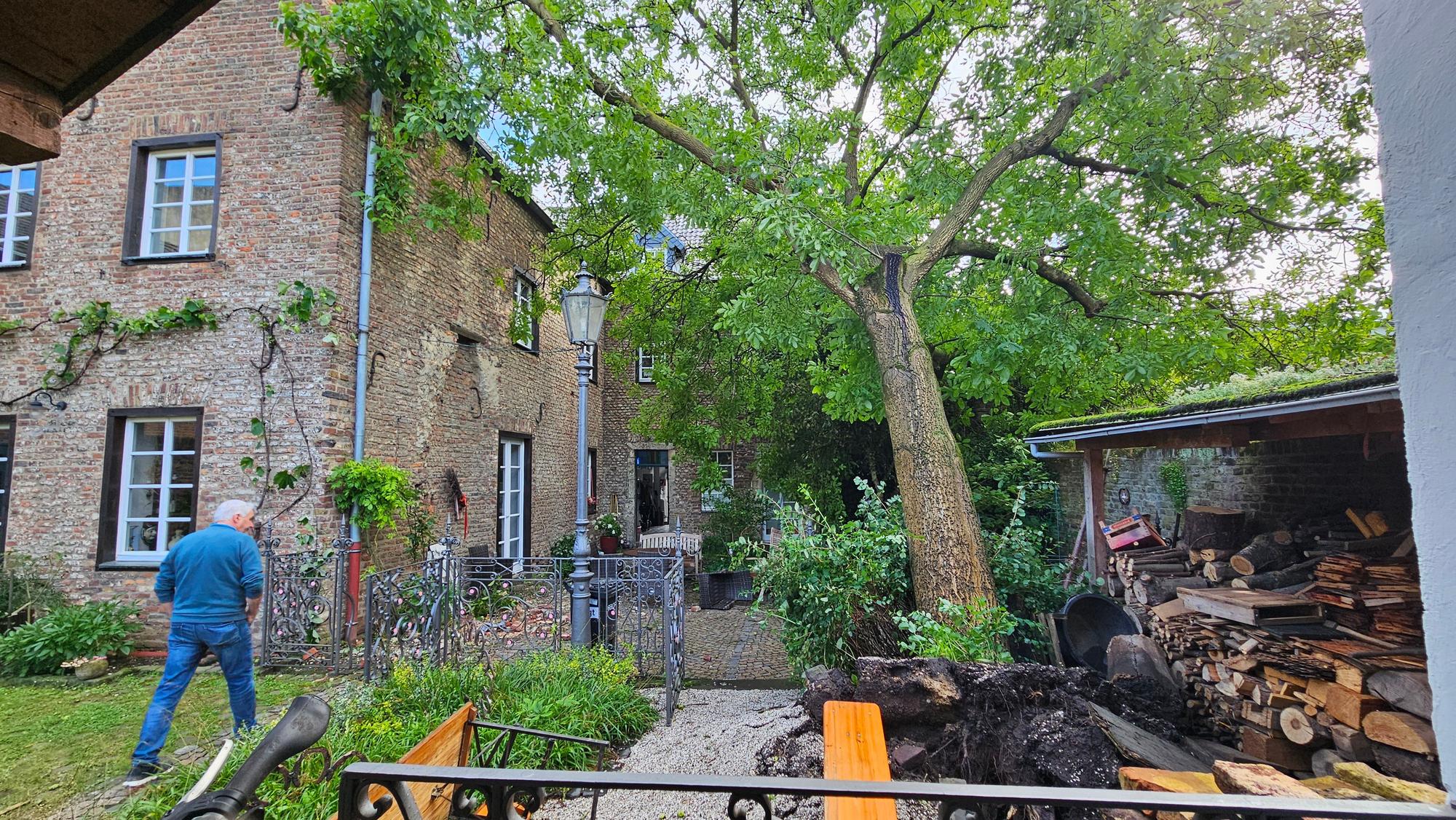Am Vogthaus brach eine Stufe des Treppengiebels ab und ein Walnussbaum im Innenhof stürzte um.