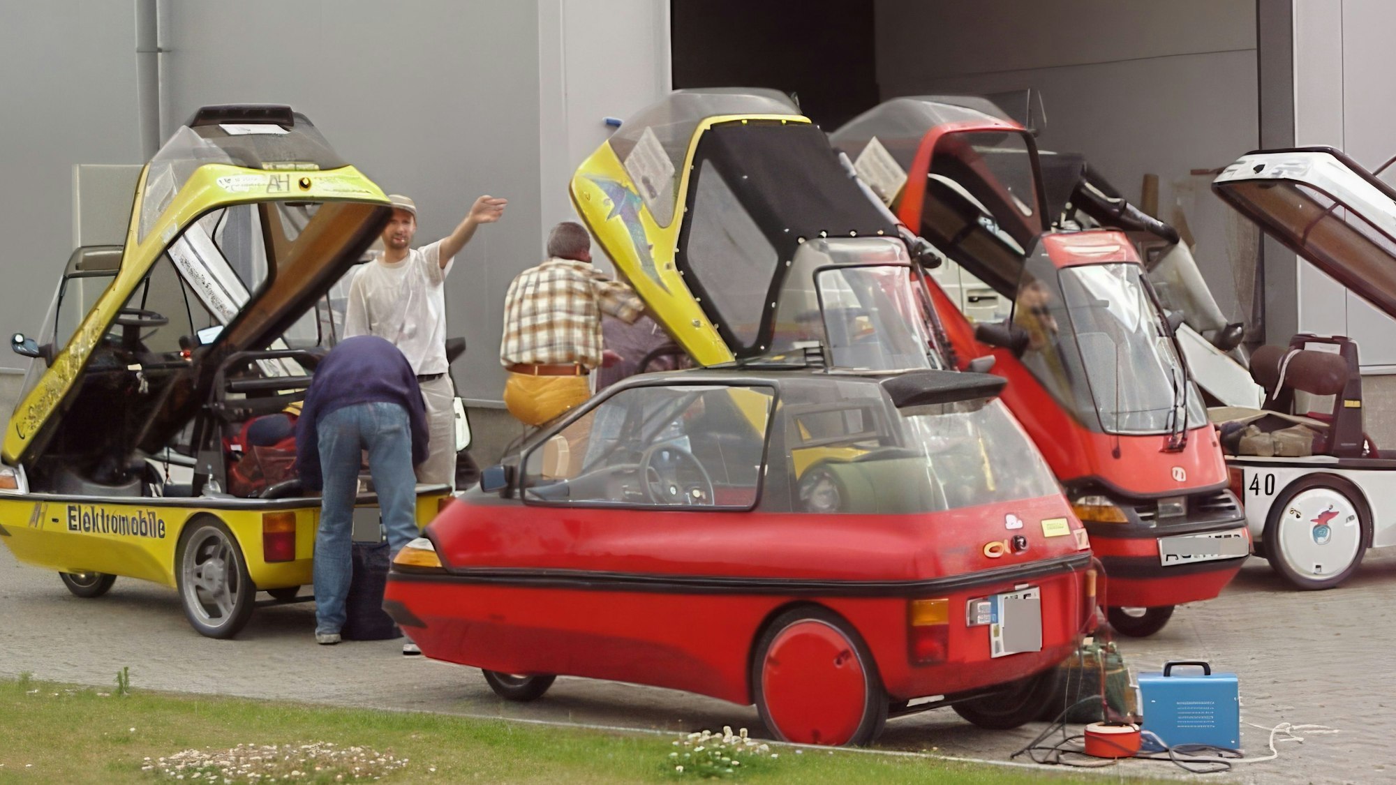 Mehrere Wagen werden präsentiert.