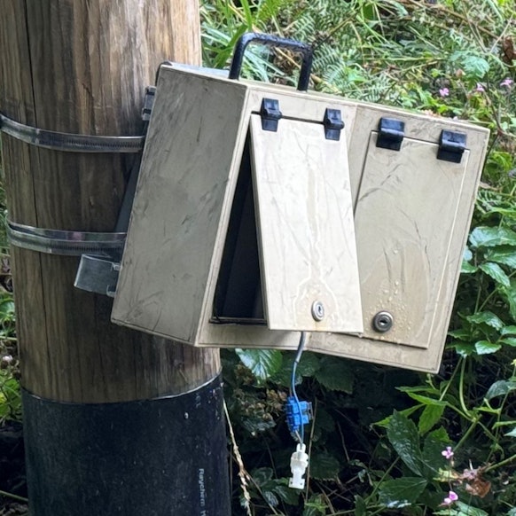 Das Kästchen wurde aufgebrochen und die Batterie entfernt.