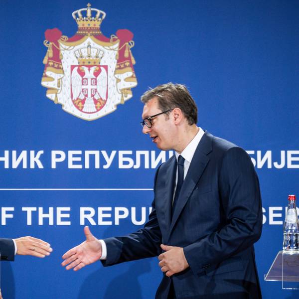 Bundeskanzler Olaf Scholz (SPD) und Aleksander Vucic, Präsident von Serbien.
