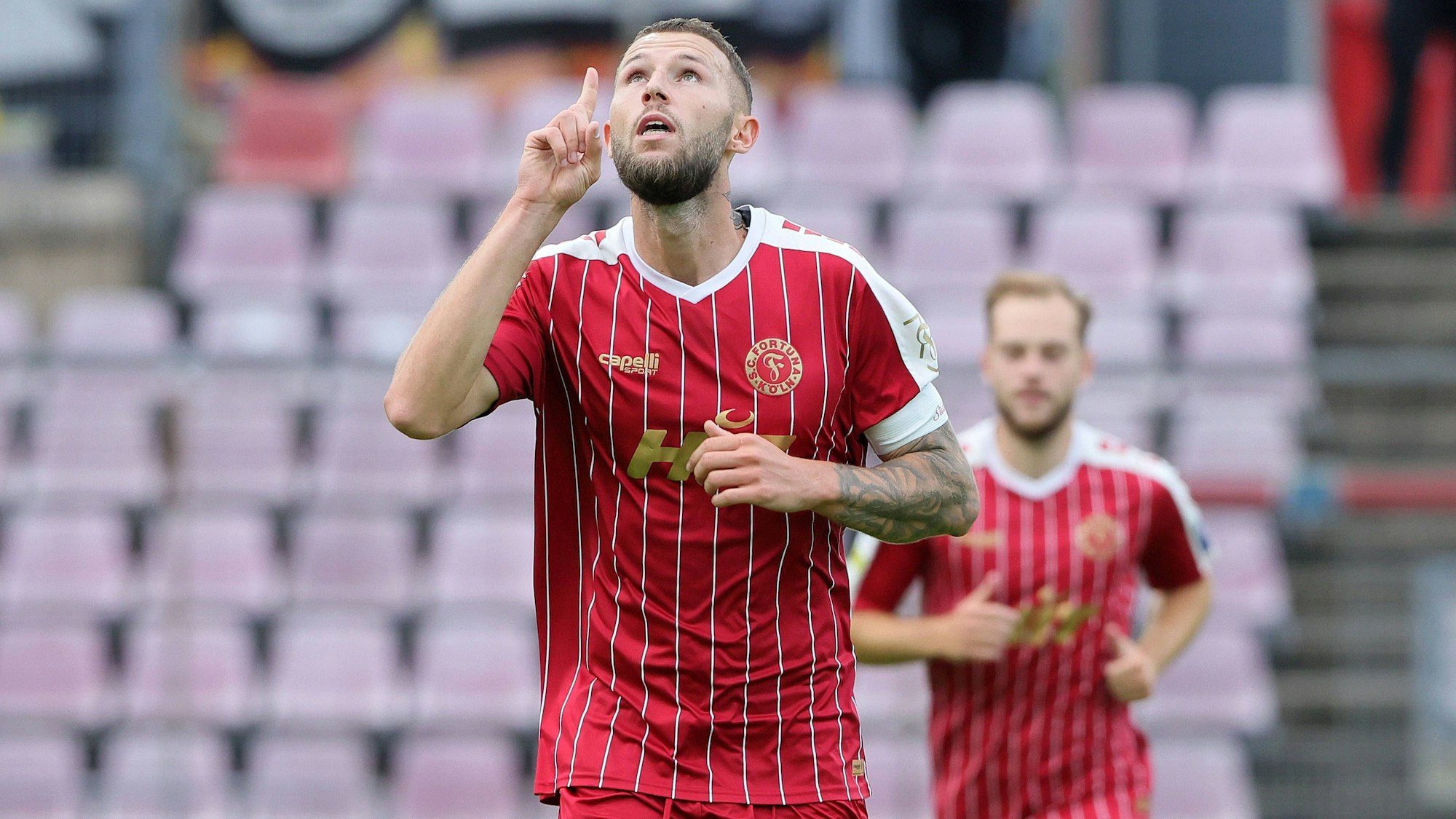 SC Fortuna Köln vs. 1. FC Köln U21, U 21 4.Liga, Dominik Lanius Fortuna, 01.08.2023, Bild: *** SC Fortuna Köln vs 1 FC Köln U21, 4 Liga, Dominik Lanius Fortuna , 01 08 2023, Image