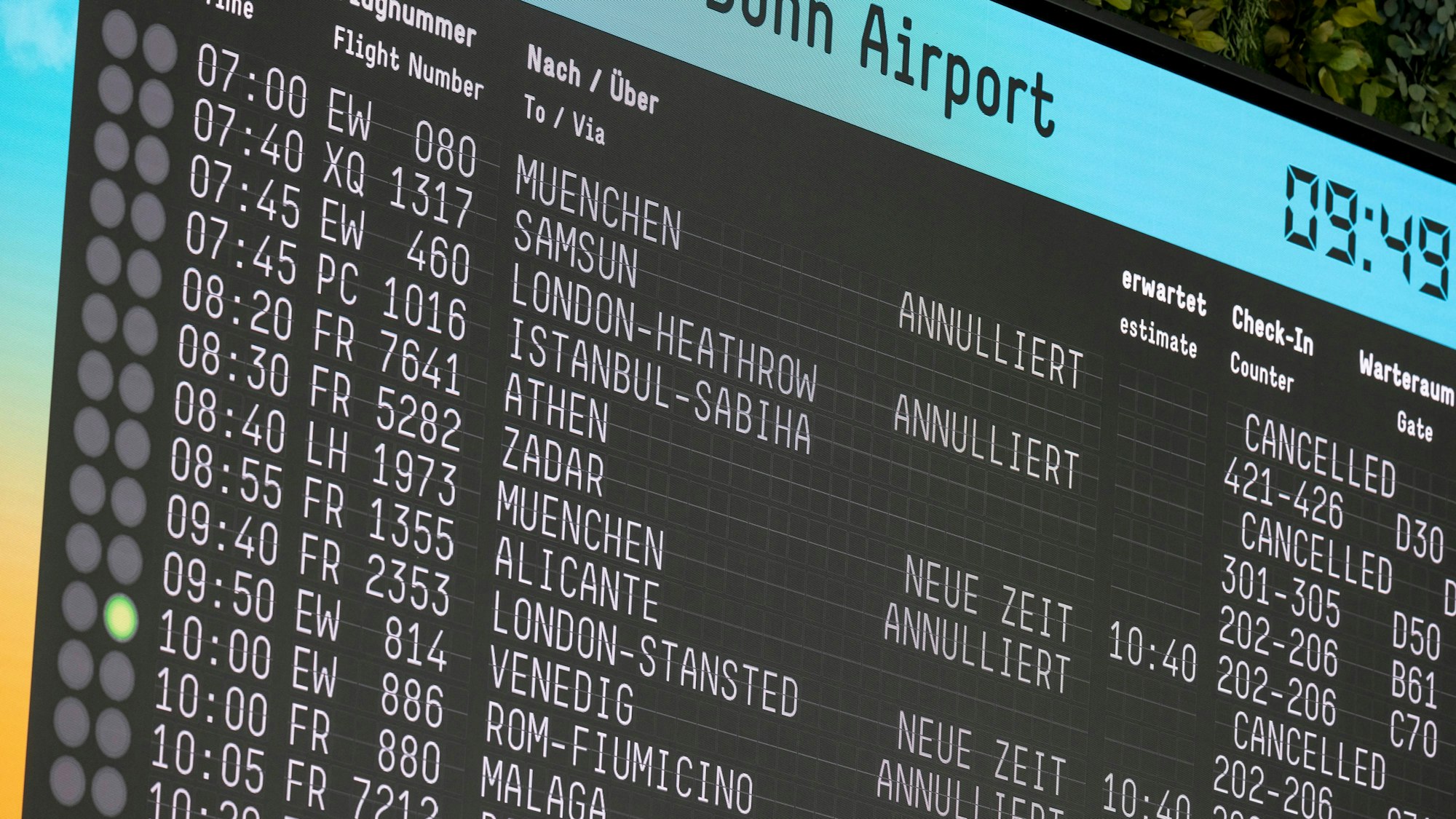 Zahlreiche Flüge wurden annulliert am Mittwoch.
