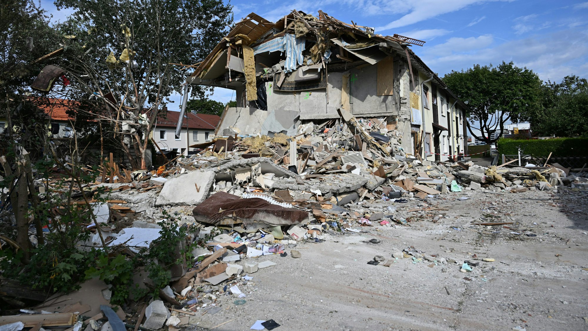 Die Trümmer eines zerstörten Hauses im bayerischen Memmingen.