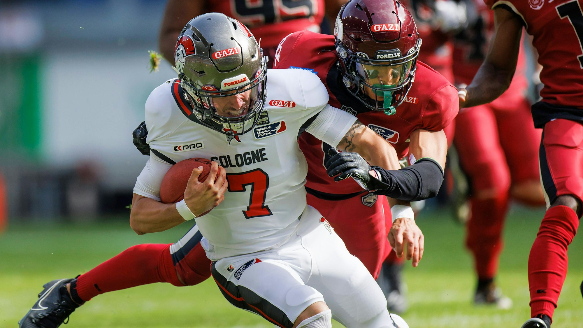 07.07.2024, American Football, European League of Football 2024, Rhein Fire Düsseldorf - Cologne Centurions, Schauinsland-Reisen-Arena Isaiah Weed Cologne Centurions Duisburg NRW Deutschland *** 07 07 2024, American Football, European League of Football 2024, Rhein Fire Düsseldorf Cologne Centurions, Schauinsland Reisen Arena Isaiah Weed Cologne Centurions Duisburg NRW Germany 20240707173058-2