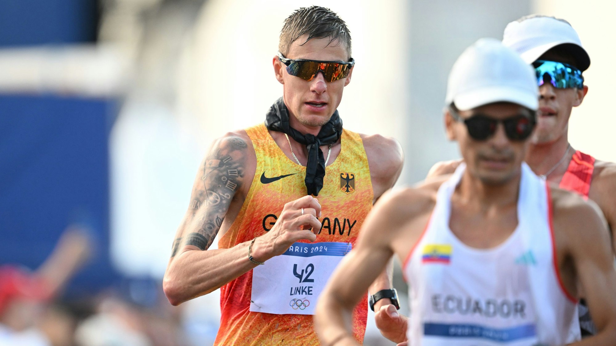 Christopher Linke hielt lange mit der Spitze beim olympischen Wettbewerb über 20 Kilometer Gehen mit. Am Ende wurde er 19. – kritisierte die Bedingungen in Paris aber stark.