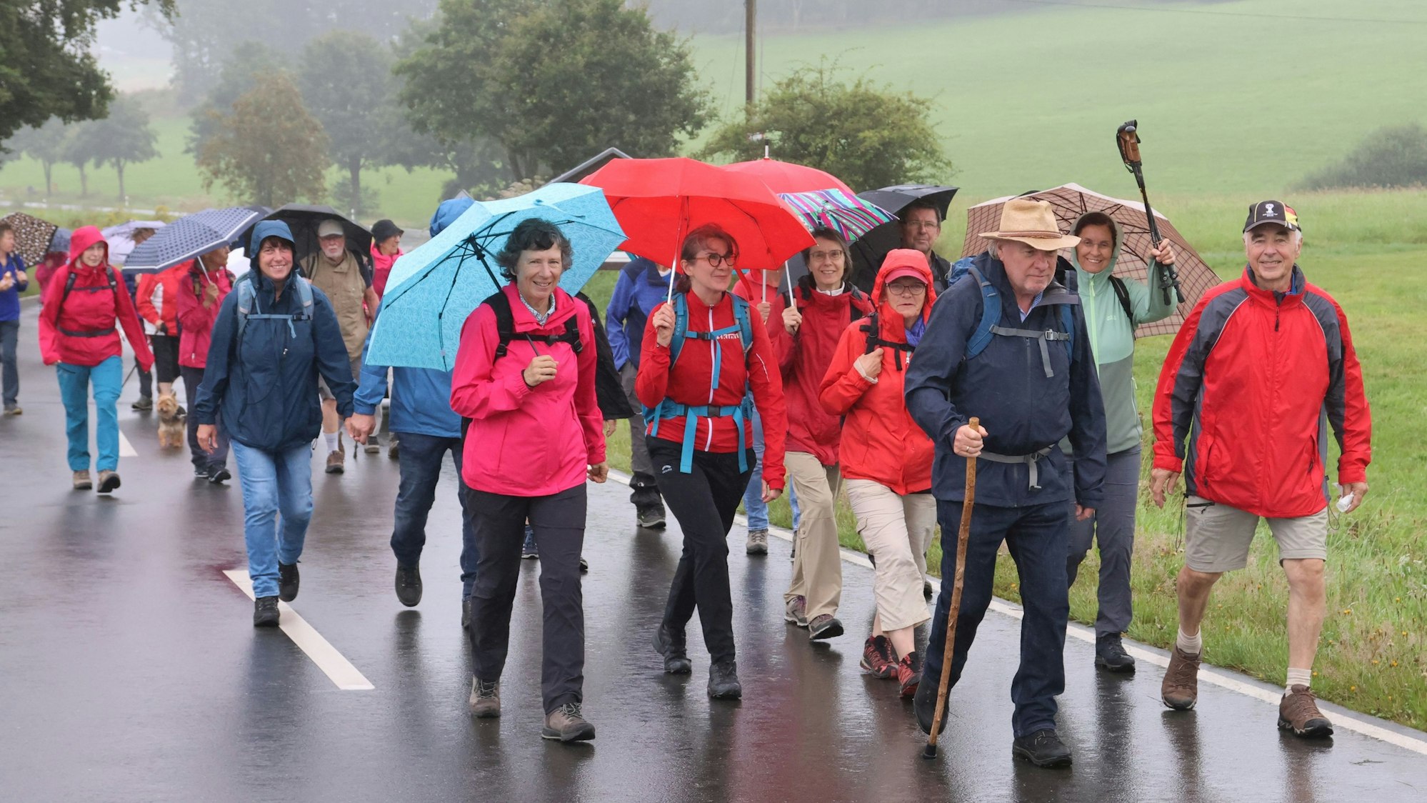 Zu sehen ist einen Wandergruppe beim Volkswandertag.