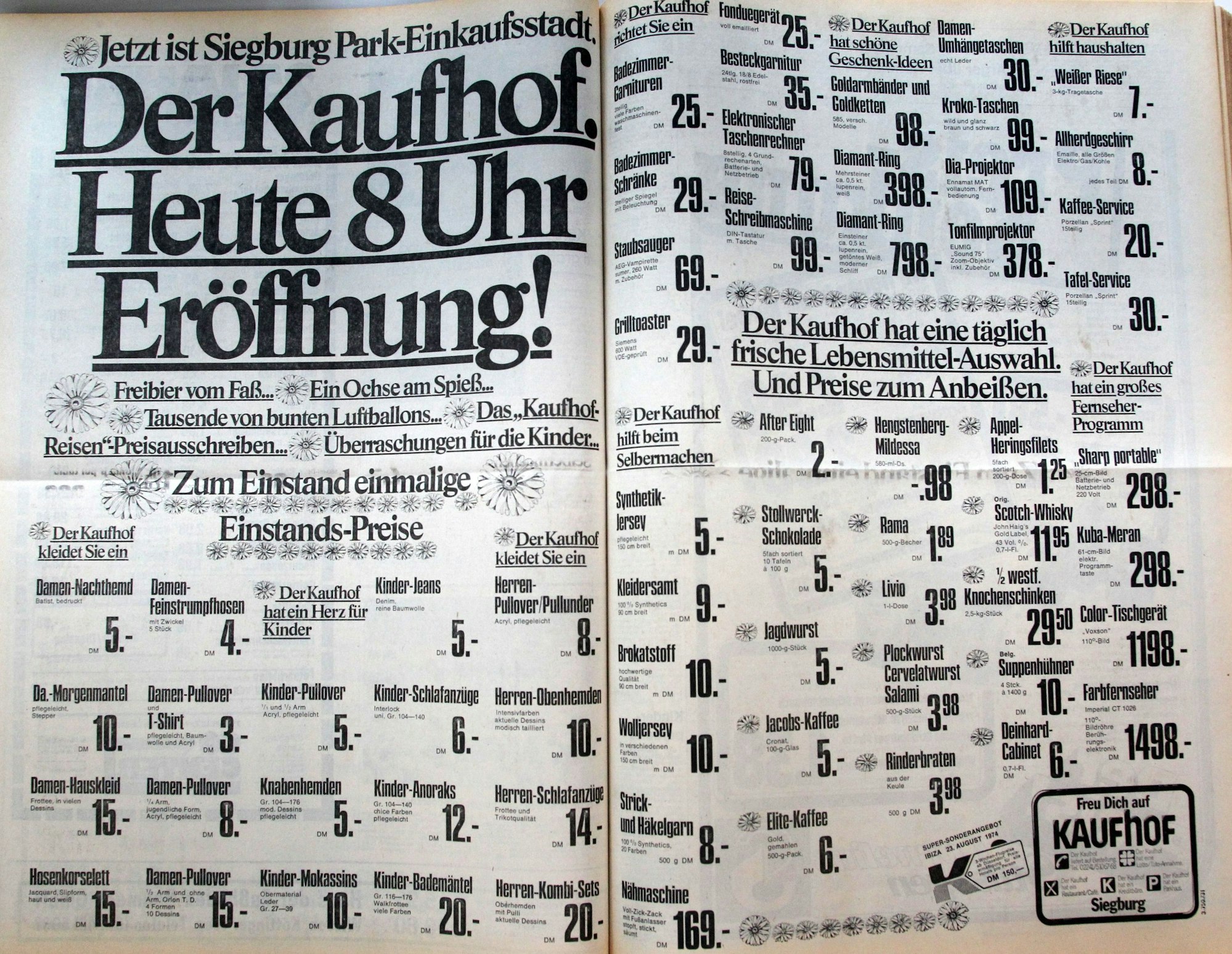 Mit einer großen Anzeige warb die Tageszeitung in der Ausgabe am 8. August 1974.
