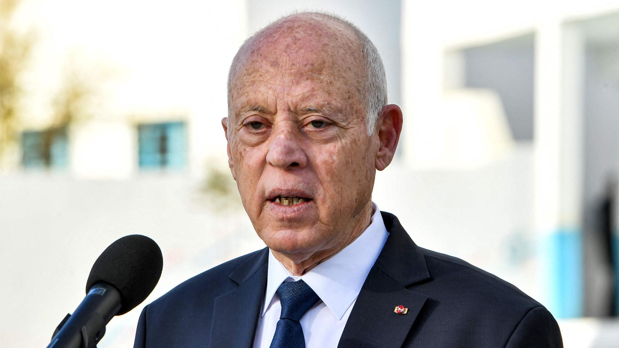 Tunesiens Präsident Kais Saied bei einer Rede in Tunis am 24. Dezember 2023. (Archivbild)