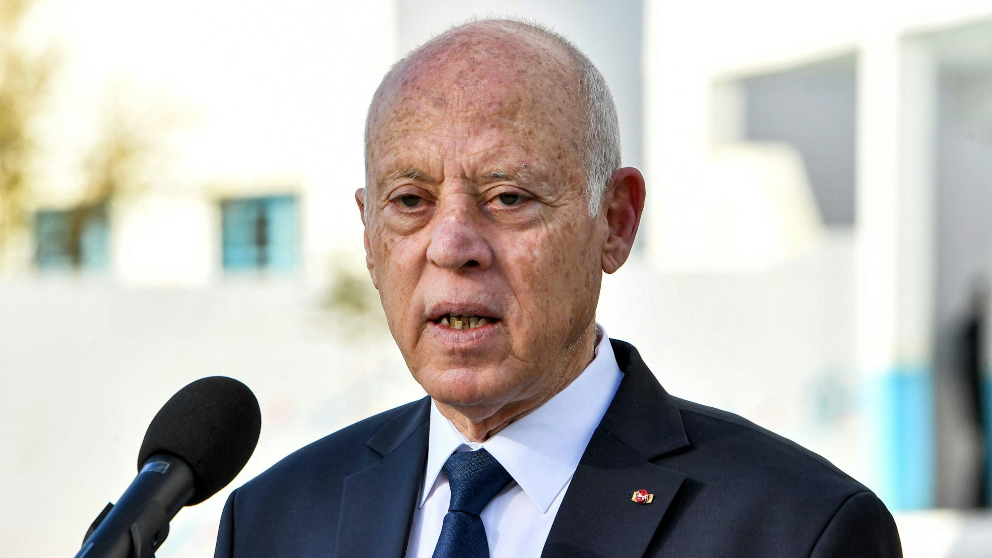 Tunesiens Präsident Kais Saied bei einer Rede in Tunis am 24. Dezember 2023. (Archivbild)