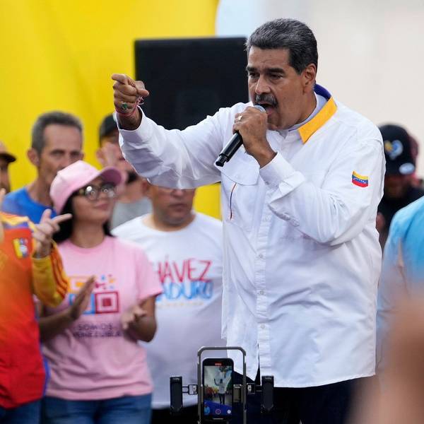 Nicolas Maduro, Präsident von Venezuela, spricht zu Anhängern während einer Regierungskundgebung in Caracas, Venezuela.