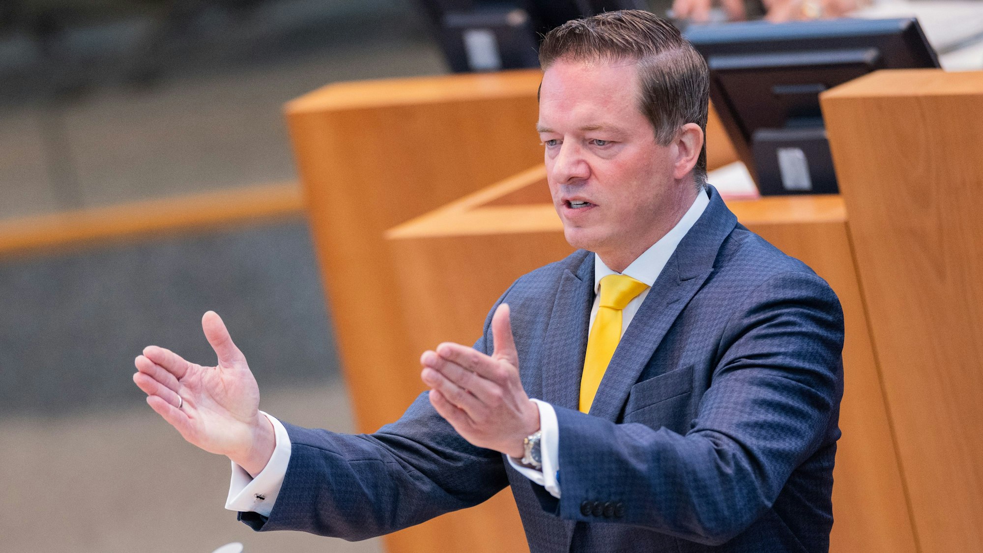 Gregor Golland spricht im Plenum des Landtags.