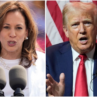 Die demokratische Präsidentschaftskandidatin Kamala Harris (l.) und der republikanische Präsidentschaftskandidat und ehemaligen Präsidente Donald Trump