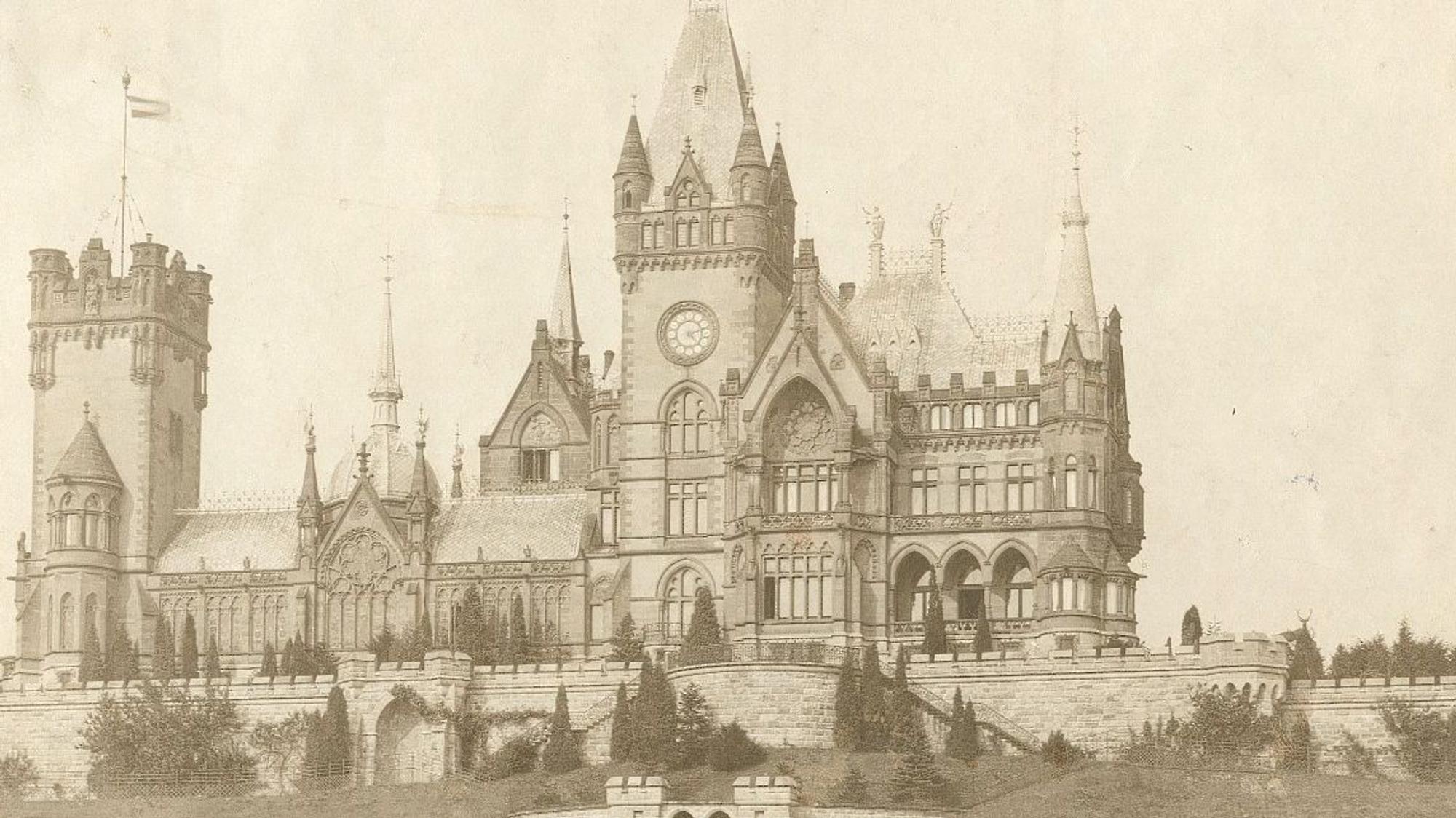 Eine Zeichnung von Schloss Drachenburg
