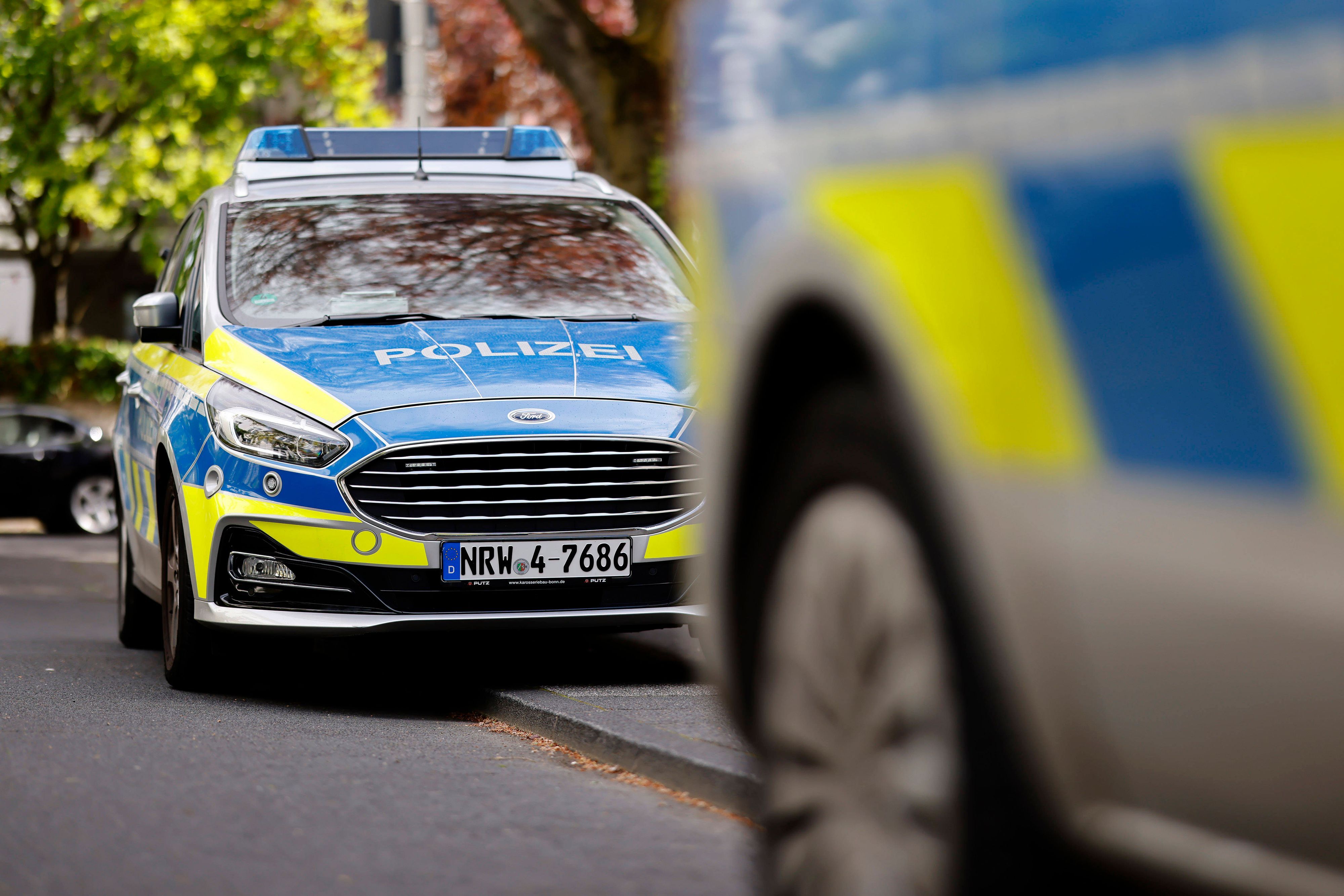 Einsatzwagen der Polizei stehen in einer Straße (Symbolfoto).