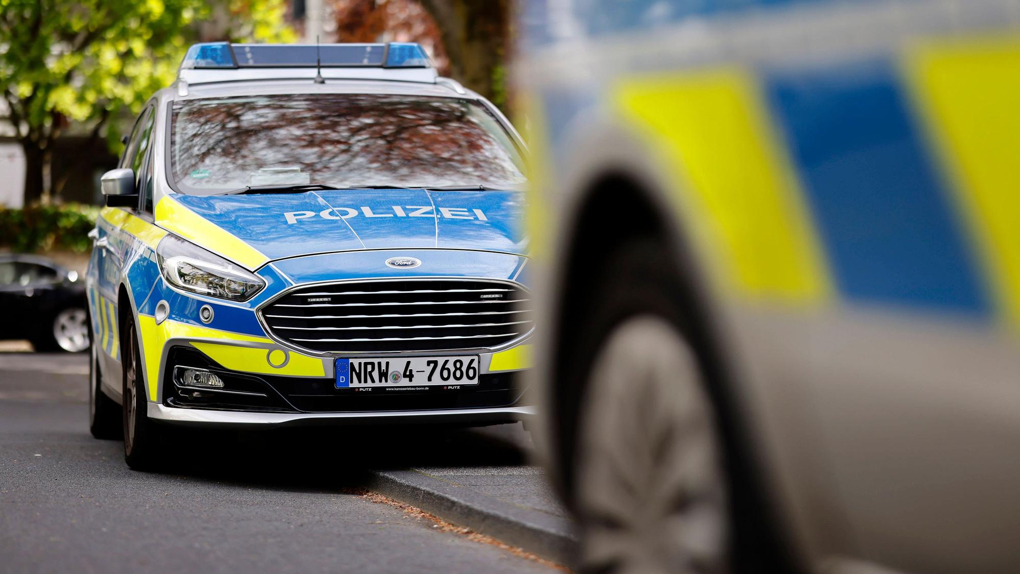Einsatzwagen der Polizei stehen in einer Straße (Symbolfoto).