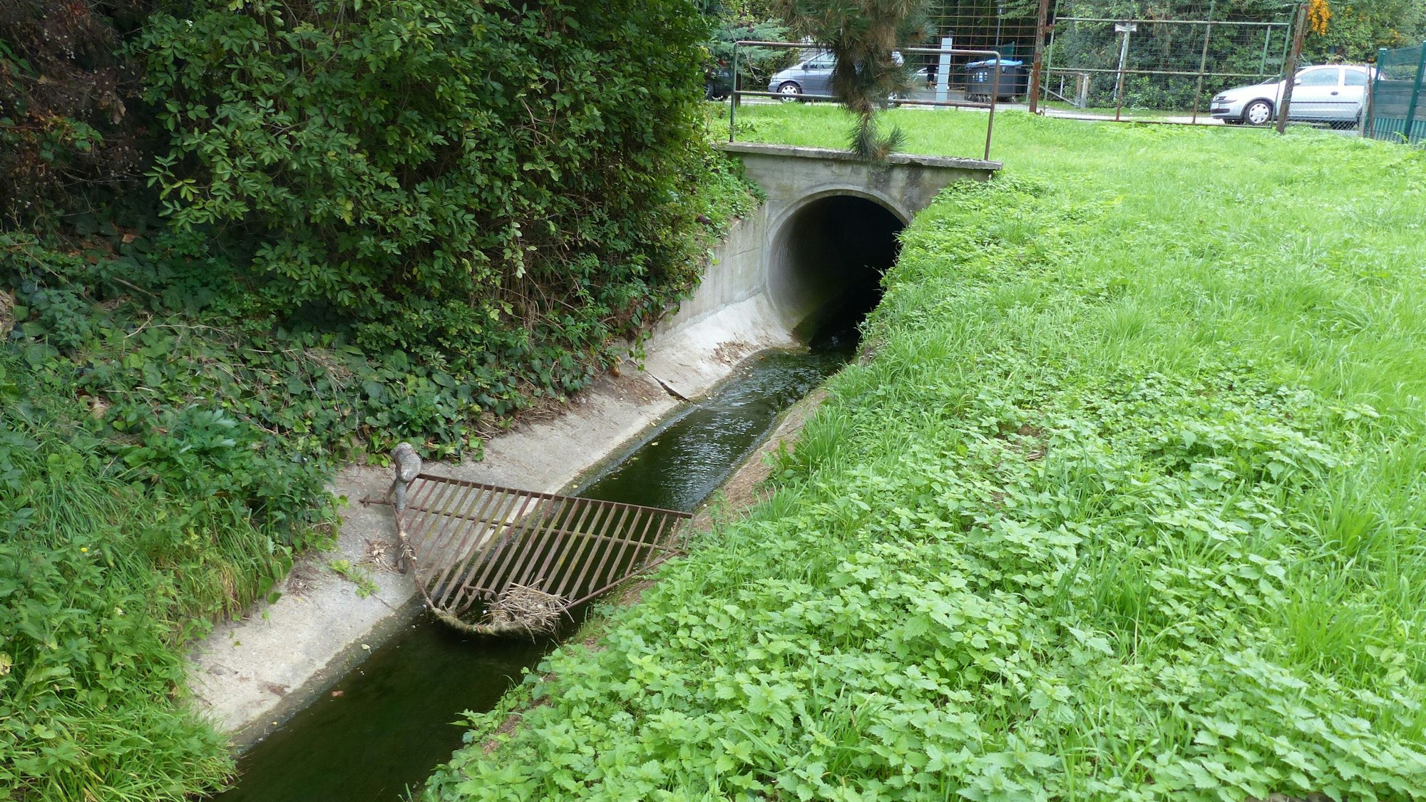 Ein Bach, in einer Betonsohlschale,