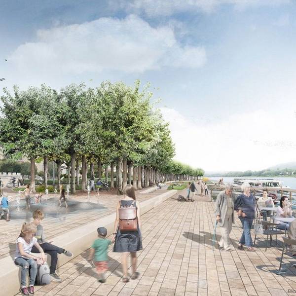 Eine Visualisierung zeigt die künftige Rheinpromenade im Entwurf.