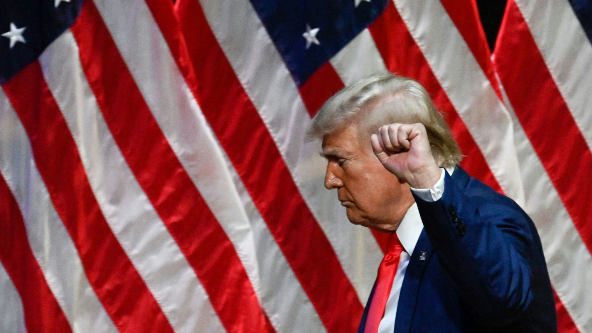 Faust in die Höhe: Donald Trump bei einem Auftritt in Asheville, North Carolina.