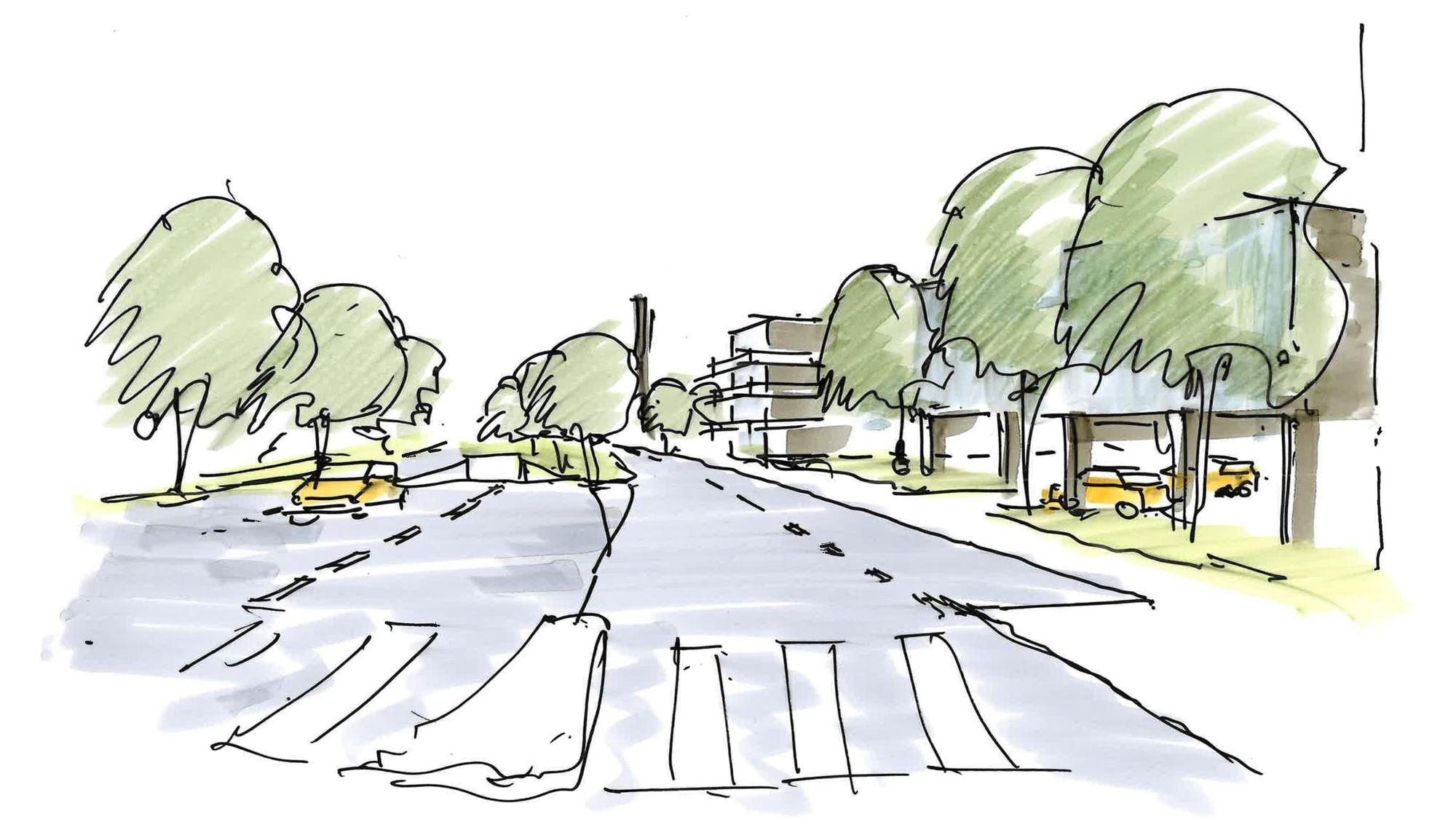 Die Skizze zeigt eine Visualisierung der Straße An der Gohrsmühle