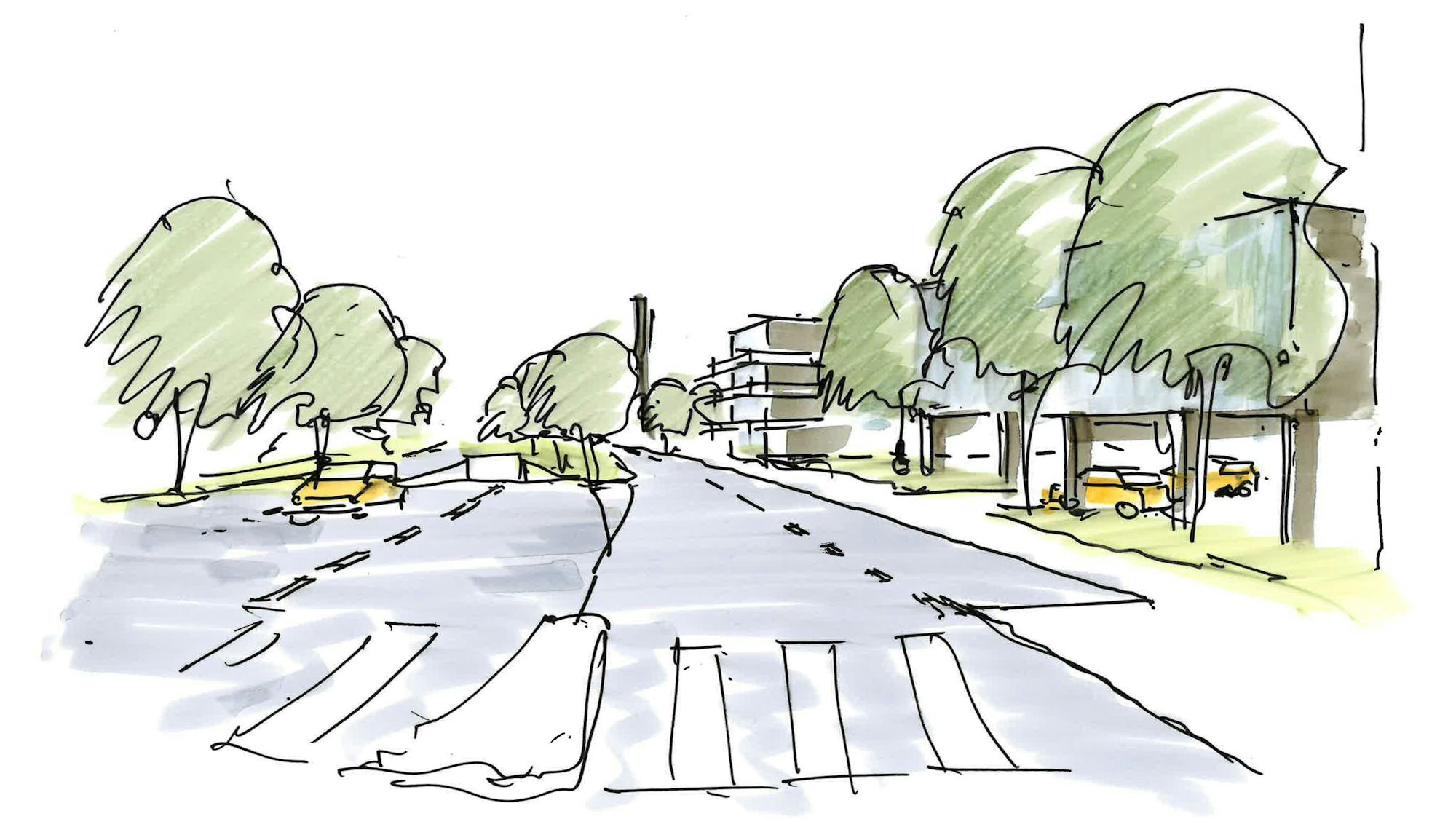 Die Skizze zeigt eine Visualisierung der Straße An der Gohrsmühle