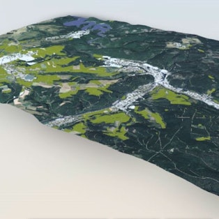 Blick auf die digitale Ansicht von Gemünd mit dem Urftsee.