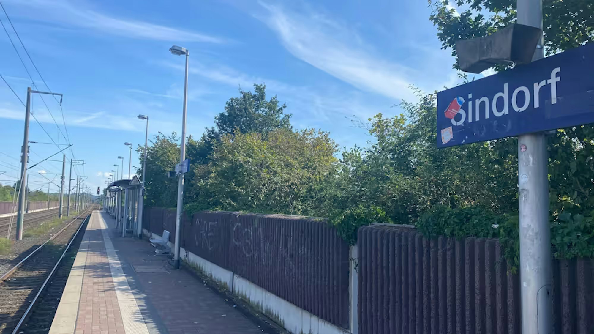 Das Bahngleis am Bahnhof in Kerpen-Sindorf