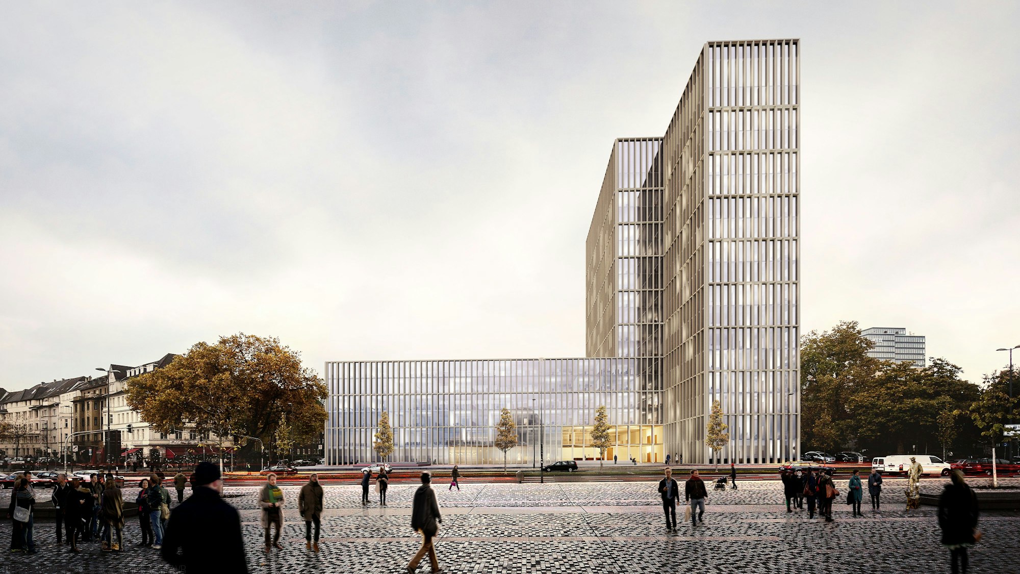 Visualisierung des geplanten Neubaus der LVR-Zentrale am Ottoplatz in Köln-Deutz