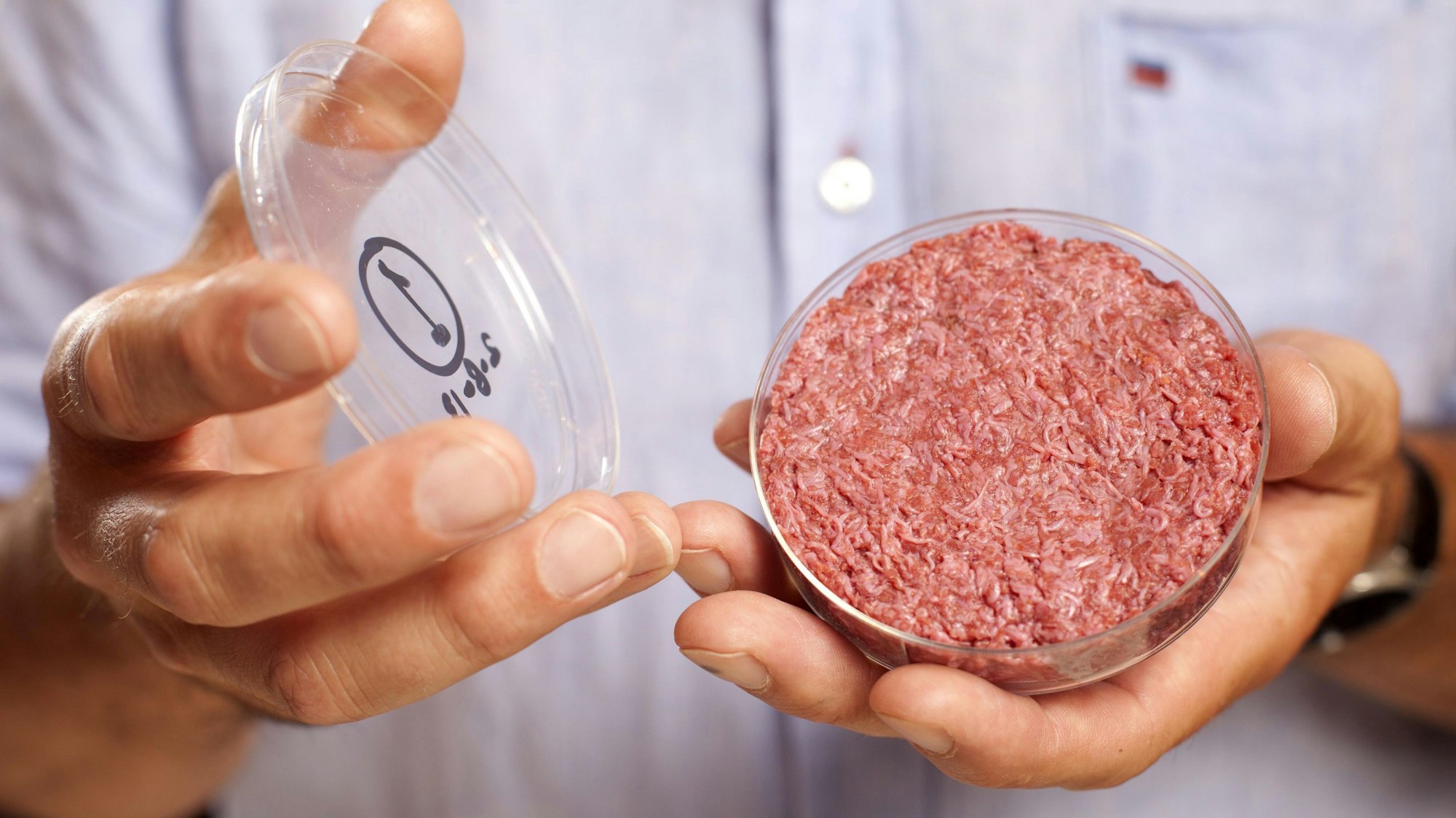 Künstliches Fleisch aus dem Labor in einer Petrischale (Symbolbild aus dem Archiv)